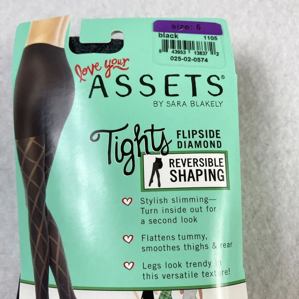 SPANX Assets Sara Blakely‎ Reversible Shaping Tights Women's 5 Flipside Diamond
